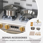 Large Wooden Corner Play Kitchen Sets with Ice Maker,Water Dispenser,Bread Maker,Washing Machine,Electronic Display,Toy Sink with Running Water,Stove with Light&Sounds, Birthday Gift for 3+