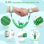 Dr.meter 3 in 1 Toddler Harness Leash + 8.2ft Anti Lost Wrist Link, Cute Dinosaur Kids Safety Harness Tether with Key Lock, Child Protective Leashes While Walking for Outdoor Activity Keep Kids Close