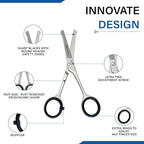 Ruvanti 5.2" Kids Hair Cutting Scissors - Safety Rounded Tip Barber Shears for Children, Infants & Facial Hair Trimming - Sharp Stainless Steel Blades, Ergonomic Grip - Ideal for Home & Salon Use