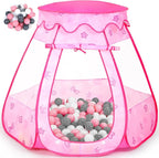 Baby Ball Pit for Toddler with 50 Balls, Kids Pop Up Play Tent for Girls, Princess Toys for Children Indoor Outdoor Playhouse with Carry Bag