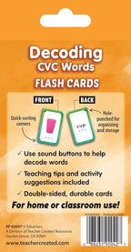 Teacher Created Resources Decoding CVC Words Flash Cards (EP62057), Medium