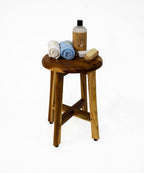 EcoDecors Shoji 12 Inch Round Waterproof Teak Wood Shower Bench Stool Seat Chair For Inside Shower Provides Safety, Storage, and Organization For Bathroom Accessories