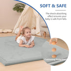Baby Play Mat for Floor,1.3" Thick Elasti-Foam 74×50 Playpen Mat for Toddlers Infant Kids,Water-Repellent Soft Coral Velvet for Tummy Time, Non-Slip Backing for Crawling,Tatami Style(Light Grey)