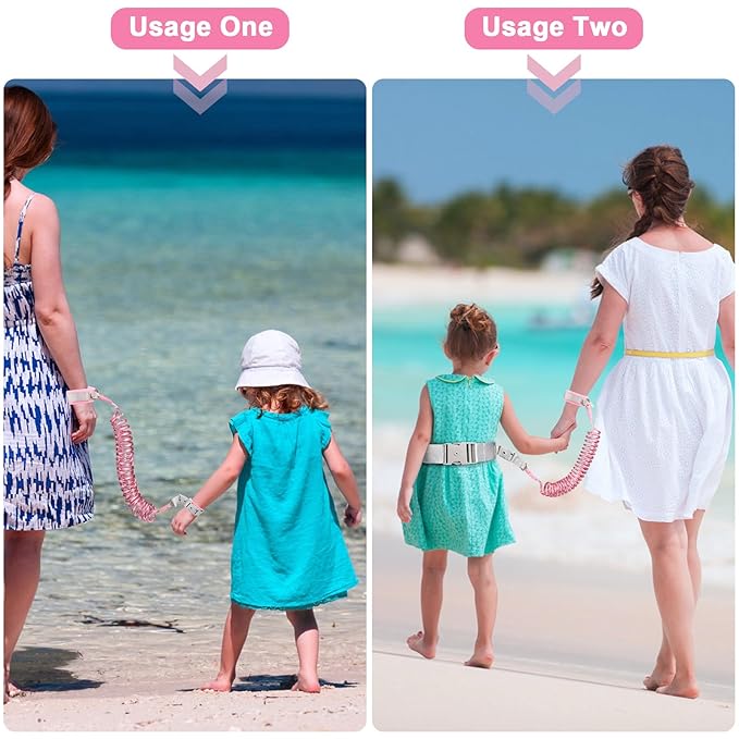 Accmor Reflective Toddler Belt Leash, Anti Lost Wrist Link for Baby, Kid Anti Lost Waist Band Child Leash with Lock for Babies Girls, Child Walking Harness Wristband Rope Tether for Outdoor Travel