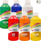 Washable Paint Set for Kids 6 Colors, Non Toxic Kids Painting Set, Tempera Bulk Paint 8 oz, Classroom Paints for Toddlers Art, craft, Home Finger Paints projects