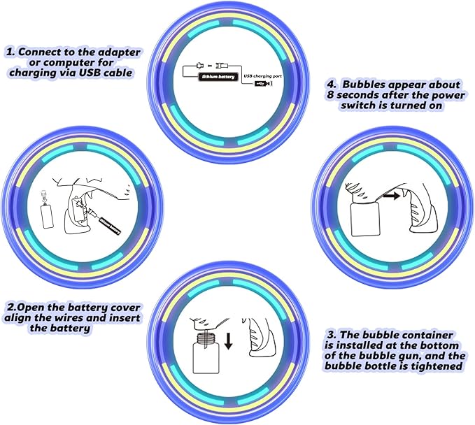 Automatic Gatlin Bubble Gun，Rocket Launcher Bubble Machine Gun，Thousands of Bubbles Per Minute, Suitable for Kids, Adults, Party Favors for Girl Boy (TK-Blue)