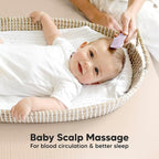 Baby Hair Brush and Comb Set for Newborn - Wooden Baby Hair Brush Set with Soft Goat Bristle, Baby Brush Set for Newborns, Baby Brush and Comb Set Girl, Boy, Toddler Cradle Cap Brush (Oval, Thistle)