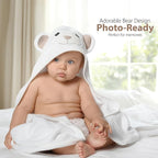 MINIBOO Hooded Baby Towels for Newborn & Toddler - Super Soft Baby Bath Towels with Hood, Highly Absorbent Viscose Made from Bamboo Hooded Towel for Boys, Girls, Newborn Essentials