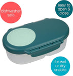 b.box Snack Box Reusable Snack Containers with Lids 2 compartments, Bento Box for kids and toddlers, Leakproof Lunch Box, BPA free and Dishwasher Safe Snack Container (Emerald Forest, 1 3/4 Cup)