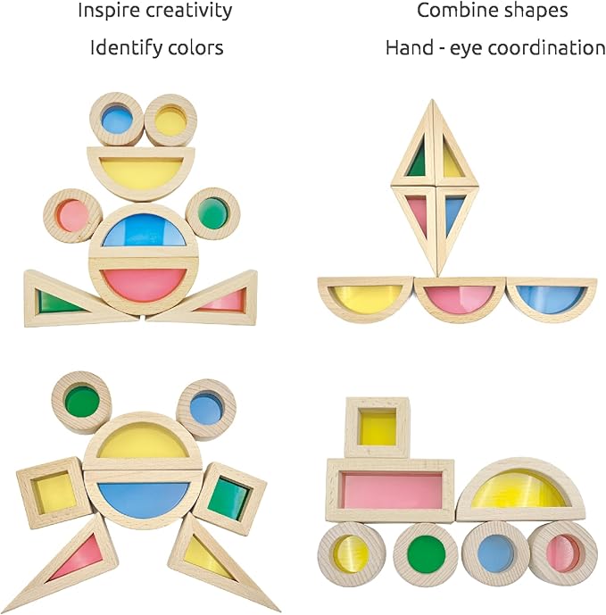 Rainbow Acrylic Stacking Blocks - 24PCS Montessori Toy & Decor for Toddler Gift for Endless Fun!