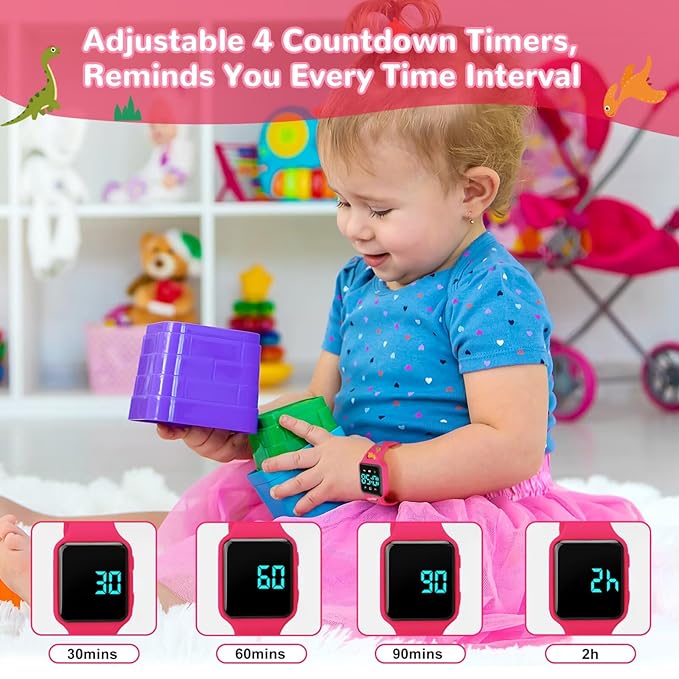 Potty Training Watch for Toddlers with Countdown, Magnetic Charging, Flashing Lights, Fun Music or Vibration Alerts - Waterproof Interactive Toilet Training Reminder for Boys & Girls Ages 2-9