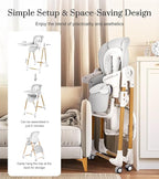 Mallify Convertible High Chairs for Babies and Toddlers, Height Adjustable Baby High Chair, High Chair with Removable Tray, Adjustable Backrest, Portable Baby Dinning Chair with Lockable Wheels