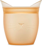Zip Top Reusable 100% Silicone Baby + Kid Snack Containers- The only containers that stand up, stay open and zip shut! No Lids! Made in the USA - Orange Cat