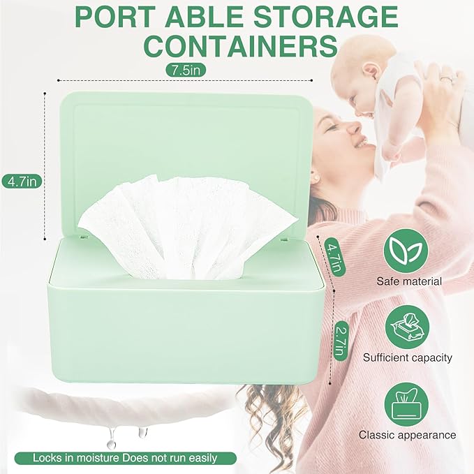 Baby Wipes Dispenser, Wipe Holder for Baby & Adult,Keeps Wet Tissue Fresh, Non-Slip Wipes Case, Flushable Wipe Container with Sealing Design Lid