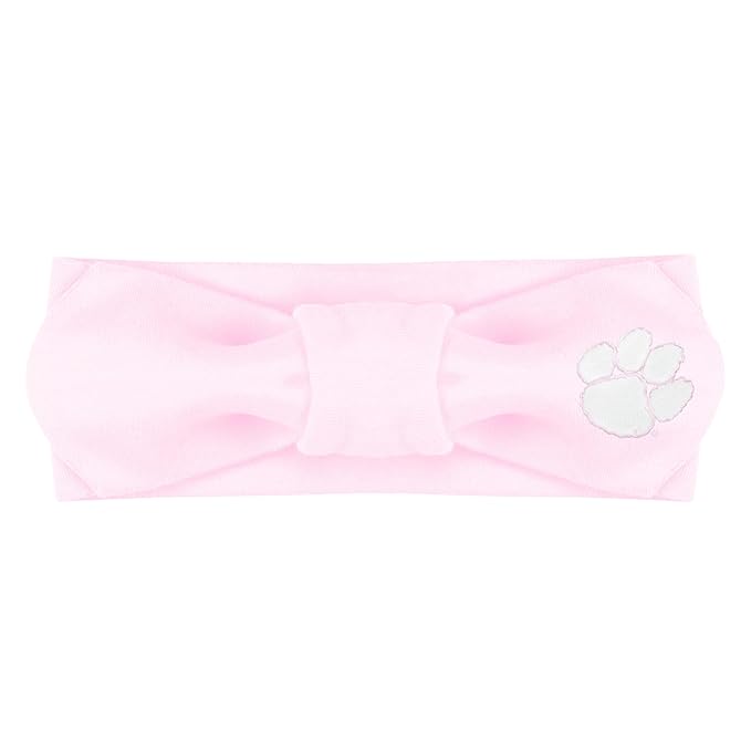 Creative Knitwear Clemson Tigers Infant Girls Pink Solid Hair Knot Headband Embroidered Logo - Size Newborn - 4T