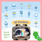 iniuniu Diaper Bag Backpack, 4 in 1 kit Large Unisex Baby Bags for Boys Girls, Waterproof Travel Back Pack with Diaper Pouch