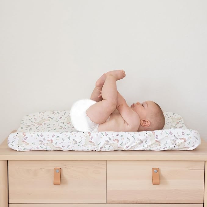 Baby Changing Pad Cover 2-Pack for Boys, Girls (Unicorn Blossom) - Premium Fitted Sheets Baby Diaper Changing Table Cover - Buttery Soft Cotton Blend