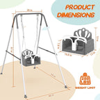 Taleco Gear Foldable Toddler Swing Set, Indoor & Outdoor Baby Swing, Kids Swing Set for Backyard, Safe and Durable Design, Grow with Your Child (Gray)