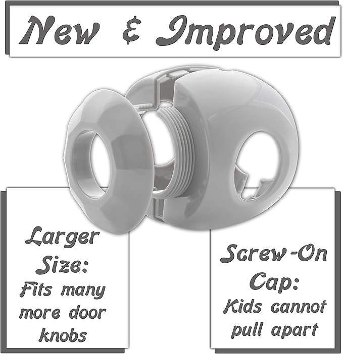 New & Improved - Door knob Baby Safety Cover - 5 Pack - Deter Little Kids from Opening Doors with A Child Proof Door Handle Lock - Driddle