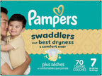 Pampers Swaddlers Diapers, Size 7 (26-50 lbs), 70 Count, Absorbent, Keeps Baby Dry and Comfortable, Skin Safe Disposable Baby Diaper (Packaging May Vary)