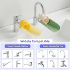 2 Pack Faucet Extender for Toddlers, Silicone Faucet Extender, Easy Install Sink Spout Extender for Kids Hand Washing Fits Standard and Gooseneck Faucet (Yellow & Green)