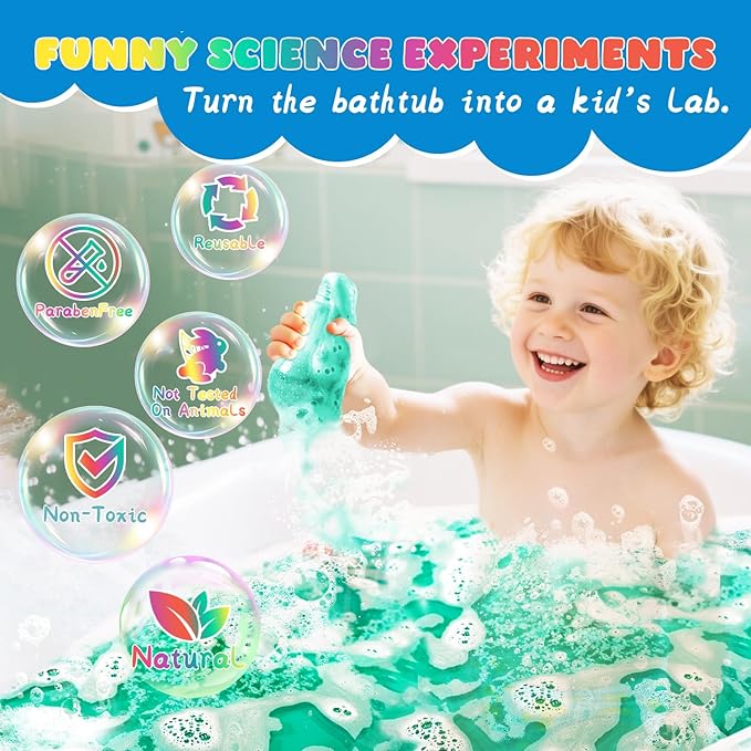 Potions Bath Bombs for Kids Christmas Gifts for Teens, 4 Pack Colorful Fizzy Bubble Bath for Fun and Educational Bath Time, Cool Foam Explosion Bath Toys for Kids, Boy Girls Stocking Stuffers