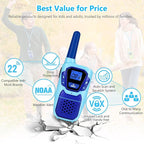 Walkie Talkies for Kids Long Range Walkie-Talkie for Adults Rechargeable 2 Way Radios 3 Pack with Lanyard 4 Miles NOAA USB VOX, Family Toys for 3-12 Year Old Boys Girls Toddlers Camping Hiking