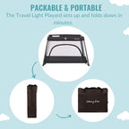 Dream On Me Travel Light Playard with Mesh Zipper Door in Black