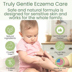 TruKid Natural Eczema Cream for Kids, Toddlers & Babies, NEA-Accepted for Eczema, Safe for Sensitive Skin on Face, Body, & Hands, Unscented, Hydrates & Moisturizes Irritated & Itchy Skin, 3.4oz