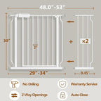Fairy Baby Extra Wide Baby Gates 48-53 Inch, Auto Close Child Safety Gates for Stairs Banister Doorways Hallway,Indoor Safety Child Gates for Kids or Pets