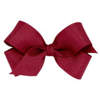 Wee Ones Girls' Plain Wrap Classic Grosgrain Hair Bows on a WeeStay No-Slip Hair Clip, Handmade, Mini, Cranberry