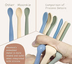 Moonkie Silicone Baby Spoons Set of 4, Two Sizes Feeding Spoon for First Stage 4+ Months, Baby Utensils with Case, Toddler Led Weaning Spoons, Bendable, Chewproof & Boil-proof