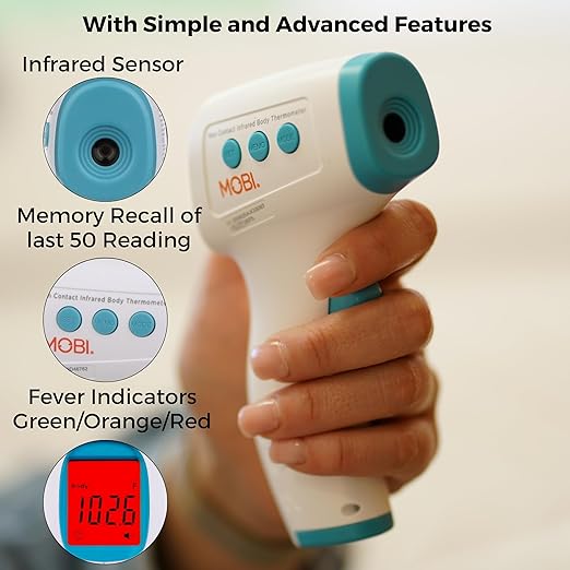 MOBI - Non-Contact Forehead Digital Thermometer with Object Temperature Mode - Touchless Fever Thermometer