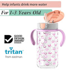 Evorie Tritan Spill Proof Toddler Straw Sippy Cup, 10 oz for Baby and Toddlers 1-3 Years Old, No Spill Straw Water Bottle with Removable Handles, Ideal for School, BPA-Free, Evorie Smiles