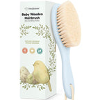 Wooden Baby Hair Brush - Cradle Cap Baby Brush with Soft Goat Bristles, Perfect Gentle Scalp Newborn Comb for Infant, Girls, Boys, Bath Essentials(Frost, Oval)