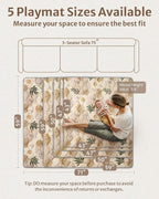 Blissful Diary Portable Baby Play Mats for Floor, Thick Cushioned Foldable Baby Crawling Mat for Indoor Outdoor, Non-Slip & Washable Kids Playmat for Tummy Time Activity, Earth Tones 43" X 43"