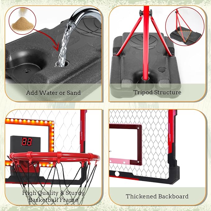 Meland Kids Basketball Hoop, 2-in-1 Adjustable Toddler Basketball Hoop with Electronic Scoreboard Indoor Outdoor Toys for Kids Toddlers Outside Toys for Boys Age 3 4 5 6 7 8