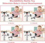Baby Rattles 0-6 Months Newborn Toys Infant Toys 0-3 Months Rattles for Babies 0-6 Months Baby Toys 0-6 Months, Black and White High Contrast Plush Stuffed Baby Toys for 0 3 6 9 12 Months Girls Boys