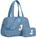 Birthday Present-Initial Duffle Bag, Yoga Bags for Women，Overnight Bag with Wet Pocket，Lightweight Work Bags Personalized Gym Tote with Makeup Pouch