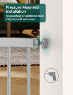 Babelio 29-48" Extra Wide Baby Gate with Adjustable Cat Door,Easy Install Pressure/Hardware Mounted,Auto Close Pet door for Stairs,House,Doorways,Effortless Walk Thru,Gray