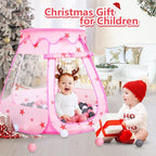 Baby Ball Pit for Toddler with 50 Balls, Kids Pop Up Play Tent for Girls, Princess Toys for Children Indoor & Outdoor Playhouse with Carry Bag (Pink: Pink/White/Gray, 109x90cm/50 Balls)
