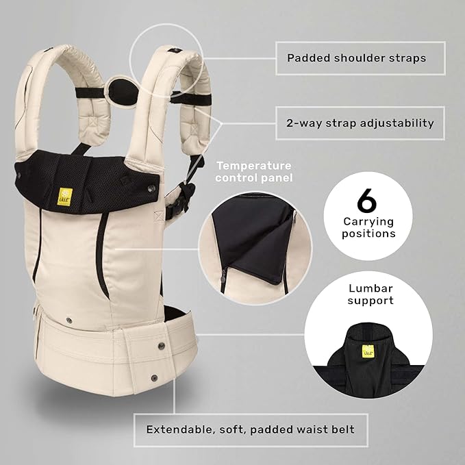LÍLLÉbaby Complete All Seasons Ergonomic 6-in-1 Baby Carrier Infant to Toddler with Lumbar Support (7-45 Pounds), 360 Degree Baby Wearing & Multi-Position, Inward & Outward Facing (Moonbeam)
