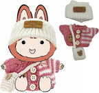 Handmade Crochet Doll Clothes - Compatible with 5.91-6.7inch (15-17cm) Dolls as Accessories , Adorably Stylish Set for Dolls, Cute Doll Outfit with Accessories ( Pink Sweater + White Hat +White Bag)