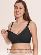 Angelhood Nursing Bras for Breastfeeding, Seamless Wireless Comfort Push up Lace Nursing Maternity Bralette for Pregnancy