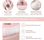 Pregnancy Pillow, Full Body Maternity Pillow 57 inch, with Removable Washable Cover - Sleep Support for Legs, Back, Neck, Shoulder, HIPS, Belly for Pregnent Women, Jersey Knit Cotton (Pink)