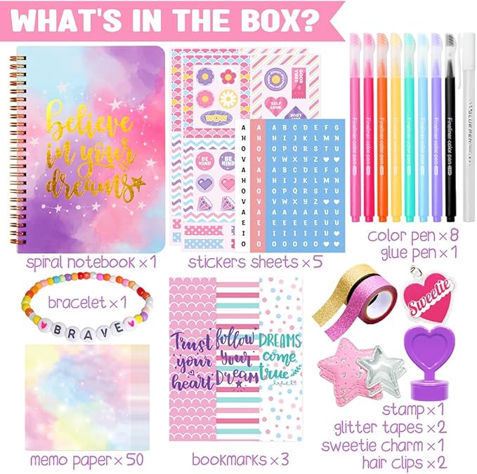 Nollh DIY Journal Kit for Girls - DIY Journal Set for Tween & Teen Girls, Stationery Set, Scrapbook & Diary Supplies Set, Journaling Art Crafts Kit, Ideal Gifts for 8 9 10 11 12 13 14 Year Old Girl