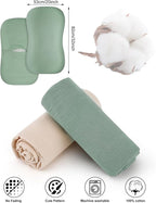 Muslin Baby Lounger Cover for Snuggle Me Organic Lounger/Baby Lounger/Organic Cotton Handmade Cover for Infant/Toddler Lounger/Nursing Pillow(Green, Wheat)