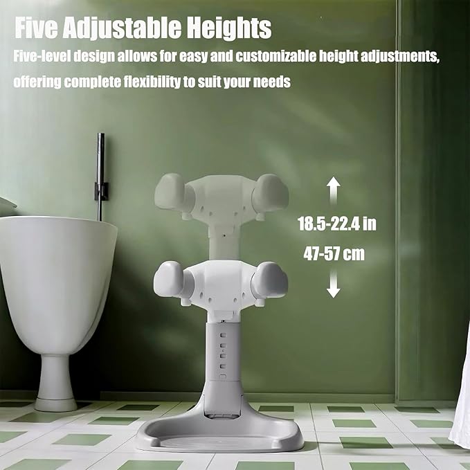 PandaEar Baby Shower Stand | Adjustable Baby Bath Stand with Safety Handle | Foldable Infant Shower Standing Support with Anti-Slip Base for Babies 6-36 Months Newborns & Toddlers (Grey)