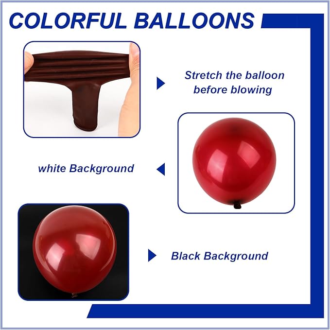 140pcs Burgundy Round Balloons Different Sizes 18 12 10 5 Inch Latex Balloons for Arch Decoration Party Balloon Kit for Graduation Birthday Party Wedding Balloon Baby Shower Decoration