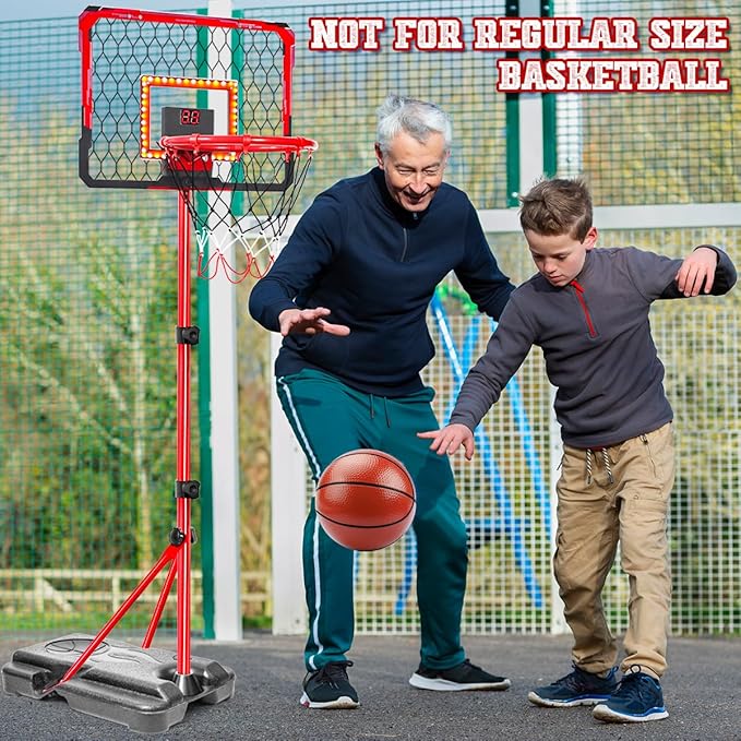 Meland Kids Basketball Hoop, 2-in-1 Adjustable Toddler Basketball Hoop with Electronic Scoreboard Indoor Outdoor Toys for Kids Toddlers Outside Toys for Boys Age 3 4 5 6 7 8